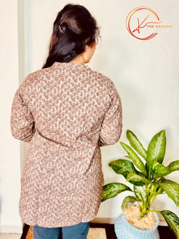 Brown printed cotton short Kurti - Image 3
