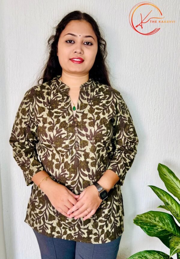 Mehandi printed cotton short kurti - Image 5