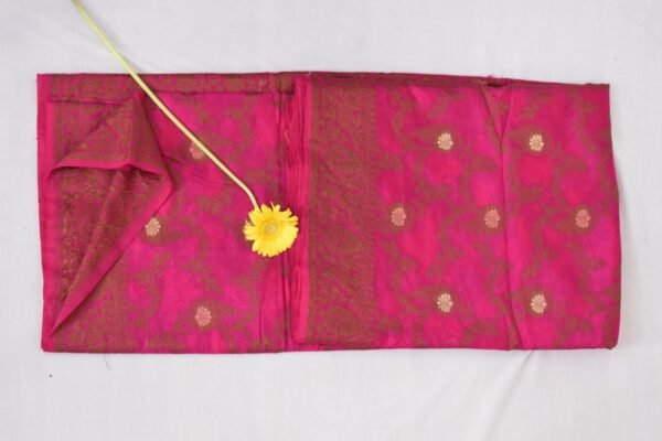 Wine Pink Jaali Dupion Banarasi Saree - Image 5