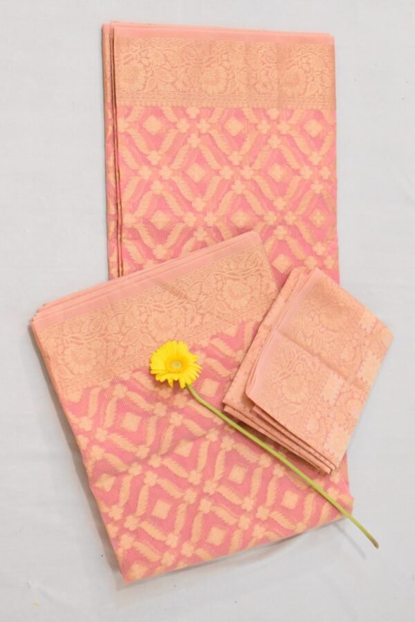 Golden Peach Patola Banarasi Saree - Image 8