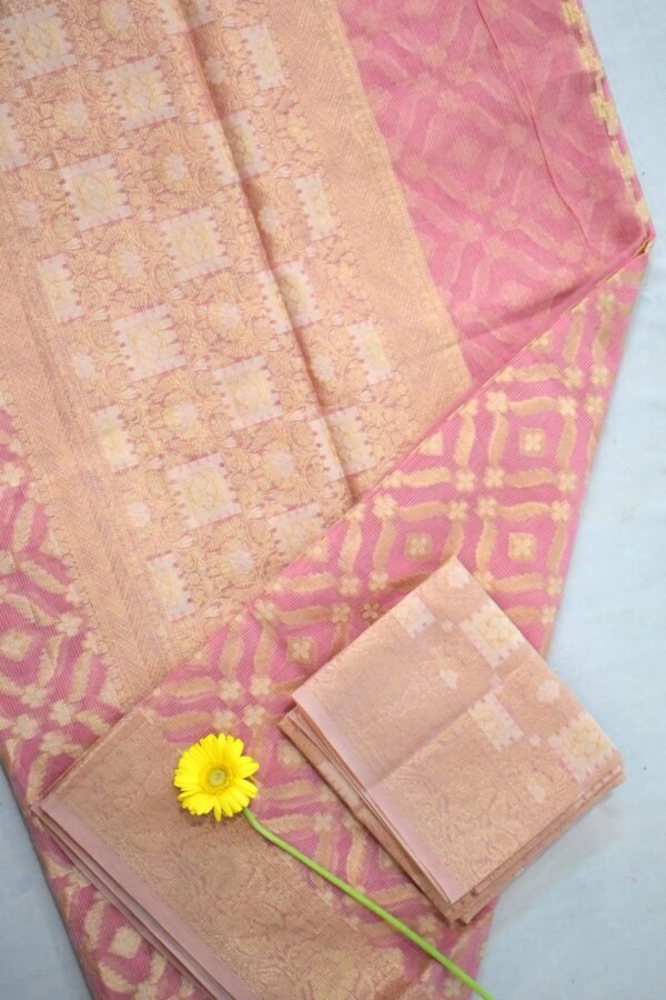Golden Peach Patola Banarasi Saree - Image 7