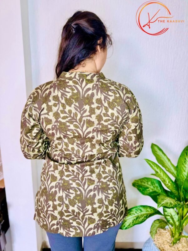 Mehandi printed cotton short kurti - Image 3