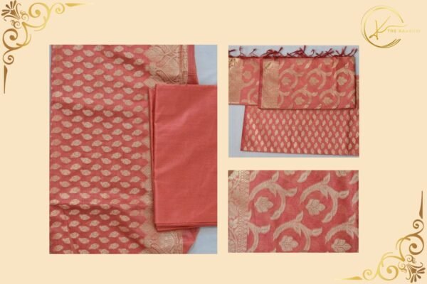 Onion Pink Banarasi Zariwork Silk Suit Piece (Unstitched)