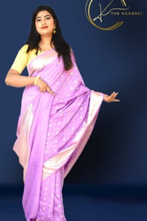 Lavender Banarasi Silk Silver Butti Saree