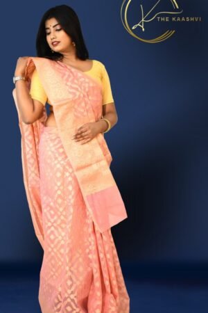 Golden Peach Patola Banarasi Saree