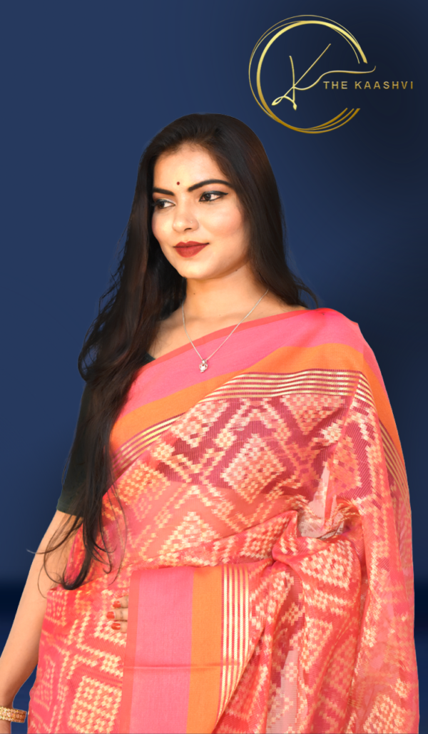 Rani Pink Semi Cotton Banarasi Saree
