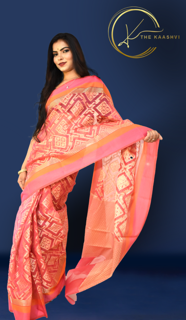 Rani Pink Semi Cotton Banarasi Saree - Image 2
