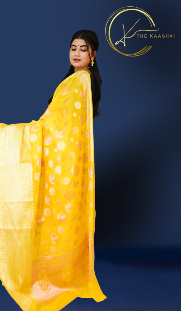 Lime Yellow Dupion Silk Banarasi Saree